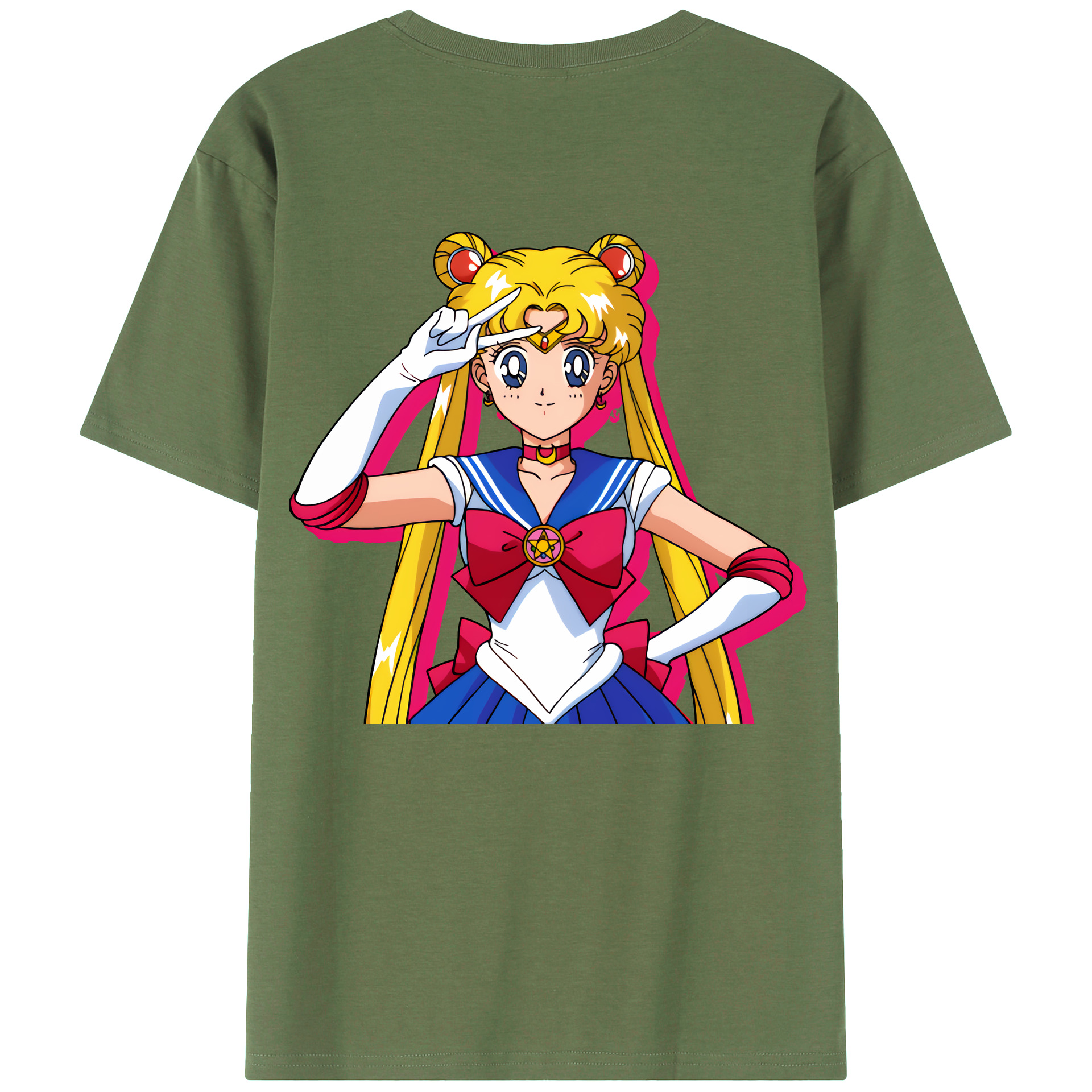（画像用） 美少女戦士セーラームーン 月野 うさぎ つきの うさぎ Sailor Moon Tsukino Usagi 綿100％ メンズ半袖Tシャツ（バックプリント） 通気性
